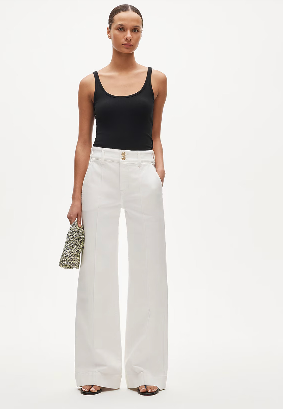 J Crew Denim Trouser Jeans 26 NWT White Stacked Button Nautical Coastal Wide Leg
